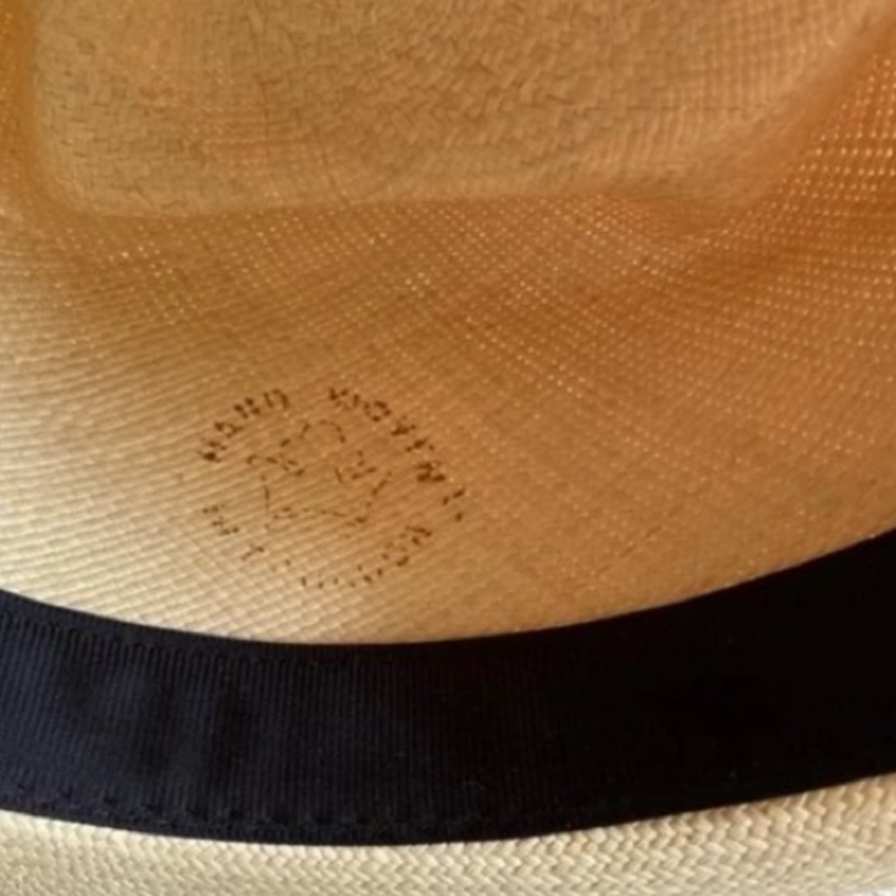 NWOT Cuyana Wide Brim Panama Hat in natural with black ribbon - Picture 3 of 7